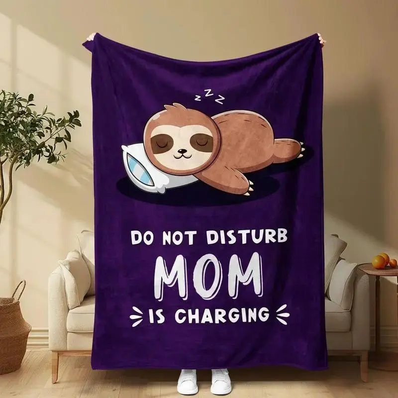 Cartoon Sloth Pattern Fleece Throw Blanket - Soft, Fluffy Blanket for Cozy Setup, Home Office Inspo, Snug as a Bug in a Rug Animal Themed Gift for Indoor Use, TikTok Shop Back to School