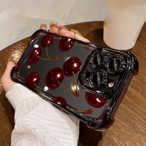Stylish Cherry Pattern Phone Case for iPhone 17 Air 16e 16 15 14 Plus 13 12 11 Pro Max Soft Cover