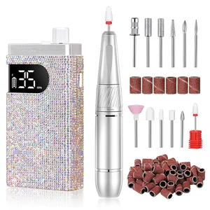 CHRISTINE SHELLY Cordless E File with Nail Drill Bits,35000RPM Professional Rechargeable Electric Nail Drill for Acrylic/Gel Nails, Portable Sparkling Manicure Pedicure Tools For Salon Home,Nail Art