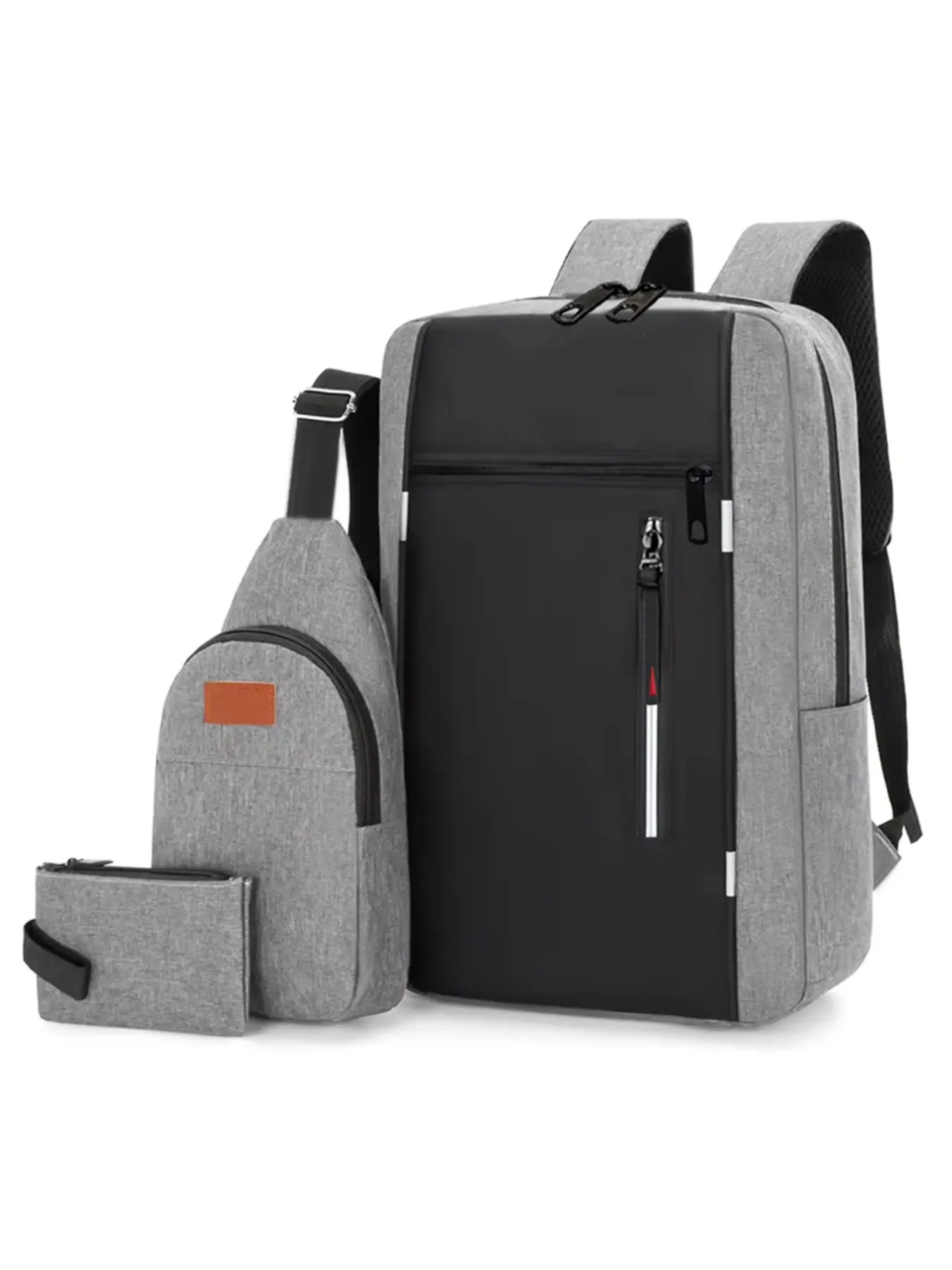 Business backpacks, chest bags, three-piece sets, men's nylon backpacks, 16-inch laptop bags, large-capacity student bags for commuting