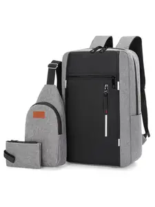 Business backpacks, chest bags, three-piece sets, men's nylon backpacks, 16-inch laptop bags, large-capacity student bags for commuting