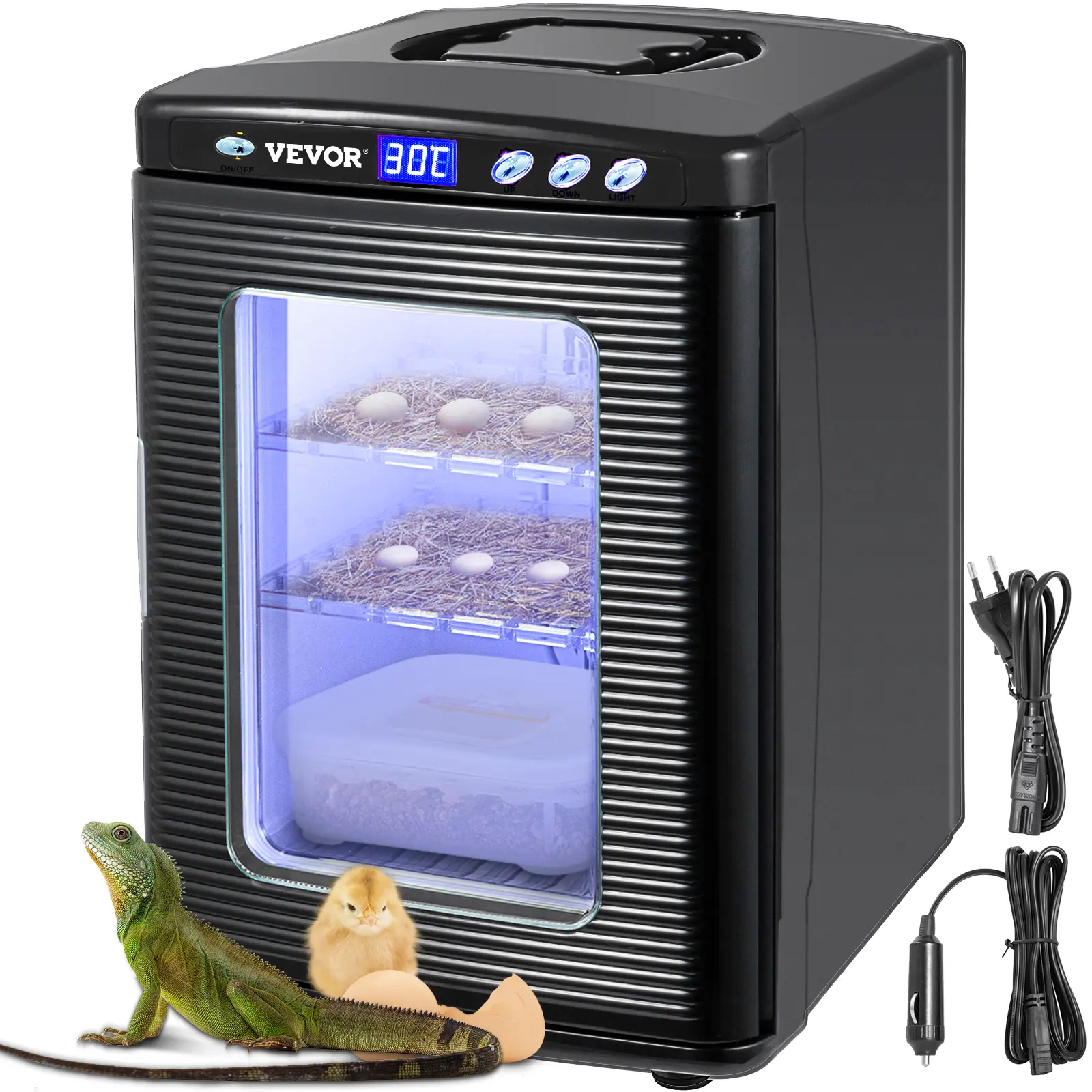 【summerfinds】VEVOR Egg Incubator and Hatcher 25L Black Reptile Egg Incubator 5-60°C Scientific Hatcher Heating Bright LED Digital Display For Small Animals