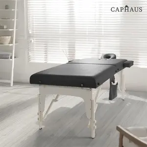 CAPHAUS Premium Memory Foam Massage Table, 84 Inch Foldable & Portable Massage Bed, Height Adjustable Spa Bed, Facial Cradle Salon Bed with High Quality Wooden Legs & Carry Case, 32 Inch Wide