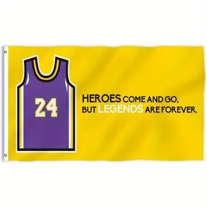 1pc # 24 Basketball Heroes Clothes to Memorize Our Idol's Legends 3x5ft Flag Print One Side The Legend Jerseys Yellow Gift for Basketball Sports Fans Men Boys Teens Outdoor Decor, Yard Decor, Garden Decor, Outside Decor Home decorations Banner Sign