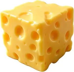 Cheese Squishy Cube Block, Squishy Fidget Toys for Adults & Teens, Easter Basket Stuffers, Stocking Stuffers, Sensory Stress Ball Squeeze Toys for Stress Relief (Yellow 4 in)
