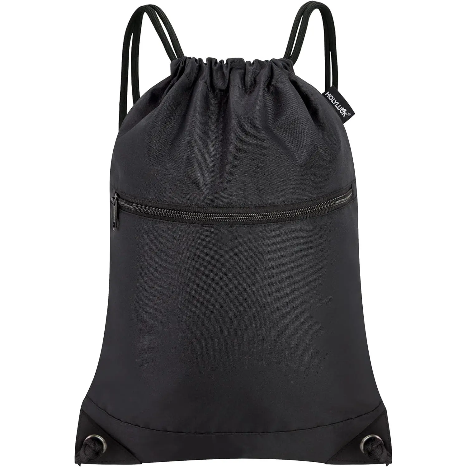 Drawstring Backpack Sackpack Cinch for Sports, Gym, Travel, Beach (Black)
