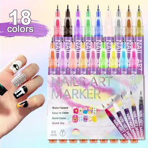 12/18 Color Nail Art Marker Set Quick-Drying Acrylic Pens for DIY Manicures & Easy 3D Designs, Ideal for Beginners, Graduation gift Nail Supplies Equipment