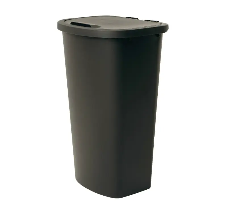 11 Gallon Plastic Lift Top Kitchen Trash Can, Black, Ideal for Storage and Organizing