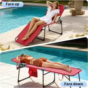 Folding Tanning Chair with Face Hole, 5-Position Adjustable Backrest, Pillow & Side Pocket, Portable Face Down Chaise Lounge for Beach, Patio, Poolside, Outdoor Backyard,summervibes