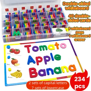 Magnetic Letter Set for Toddlers, Educational Learning Kit with Dual-Sided Magnetic Board & Storage Box, 234 Pieces, Learning Materials