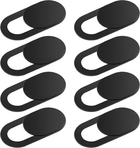 Thin Webcam Cover Slide, 8 count Phone Camera Cover Laptop Camera Blocker Slider  Adhesive Protect   Compatible with Tablet Desktop PC Smartphones(Black)