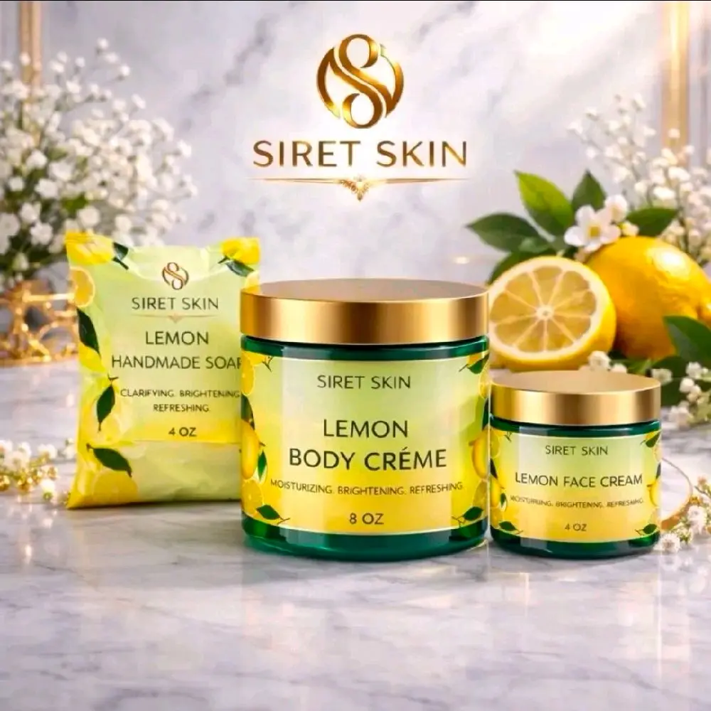 Siret Skin Lemon Glow Trio Set – Body Cream, Face Cream & Handmade Soap