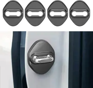 4pcs Car Door Lock Latches Cover Compatible with Honda Accord Civic CR-V XR-V HR-V UR-V Odyssey Crosstour Pilot Vezel Stainless Steel Car Door Lock Protector Sports Style Accessories (Black)