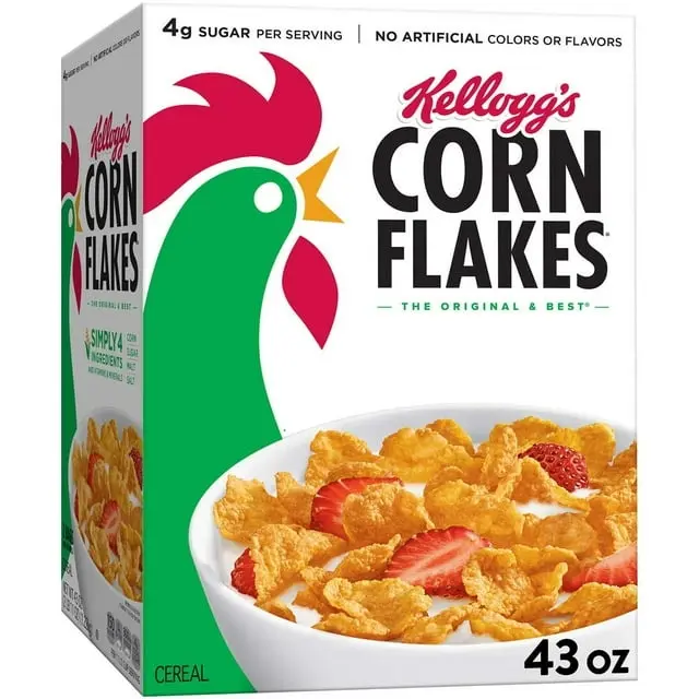 Kellogg’s Corn Flakes Breakfast Cereal, 43 oz Family Size – Crispy Toasted Corn Flakes, Fortified with Vitamins & Iron