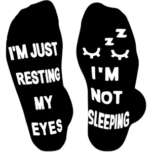 Funny Print Crew Socks for Men, Novelty Cotton with Anti-Slip Saying - Birthday, Father's Day & Christmas Gag Gift for Dad, Menswear