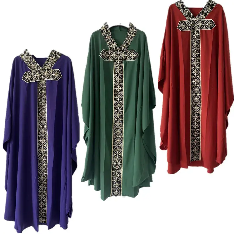 Retro Printed Clothes Prayer Robe Gown Church Dress Priest Monks Missionary New Loose Size Party Cosplay Costumes