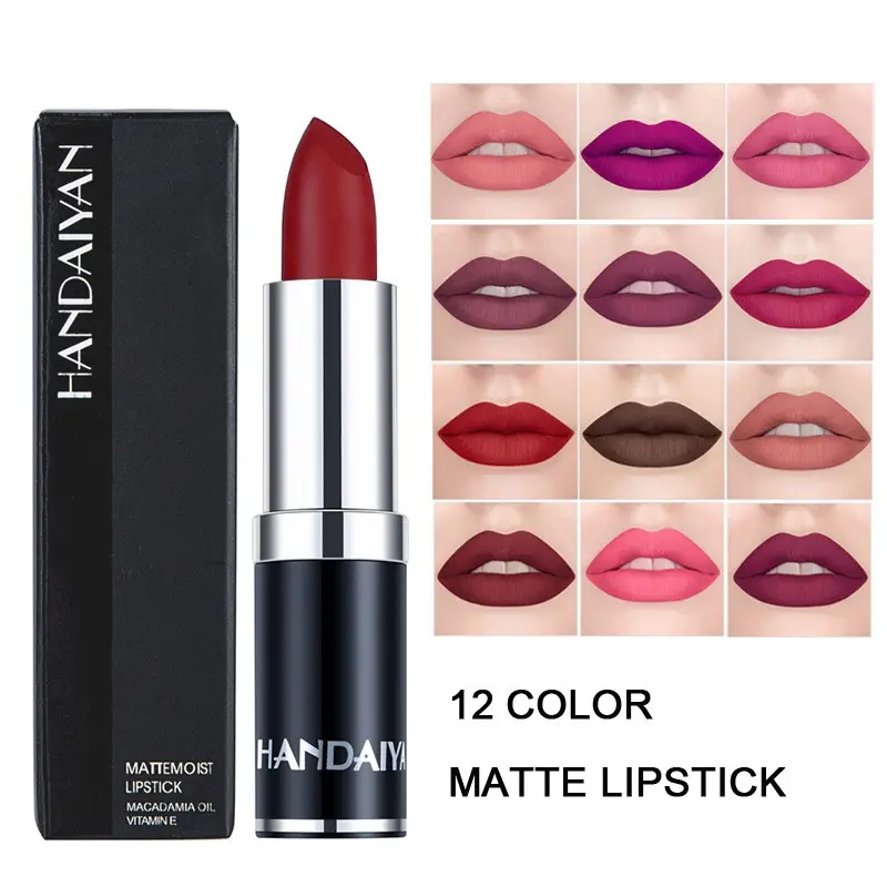 Handaiyan Matte Lipstick, Long-Lasting Moisturizing Hydrating Moisturizer Moisture Velvet Finish, Waterproof Intensely Pigmented High Pigment Lips Makeup, Easy Application, 3.5g Hydrate