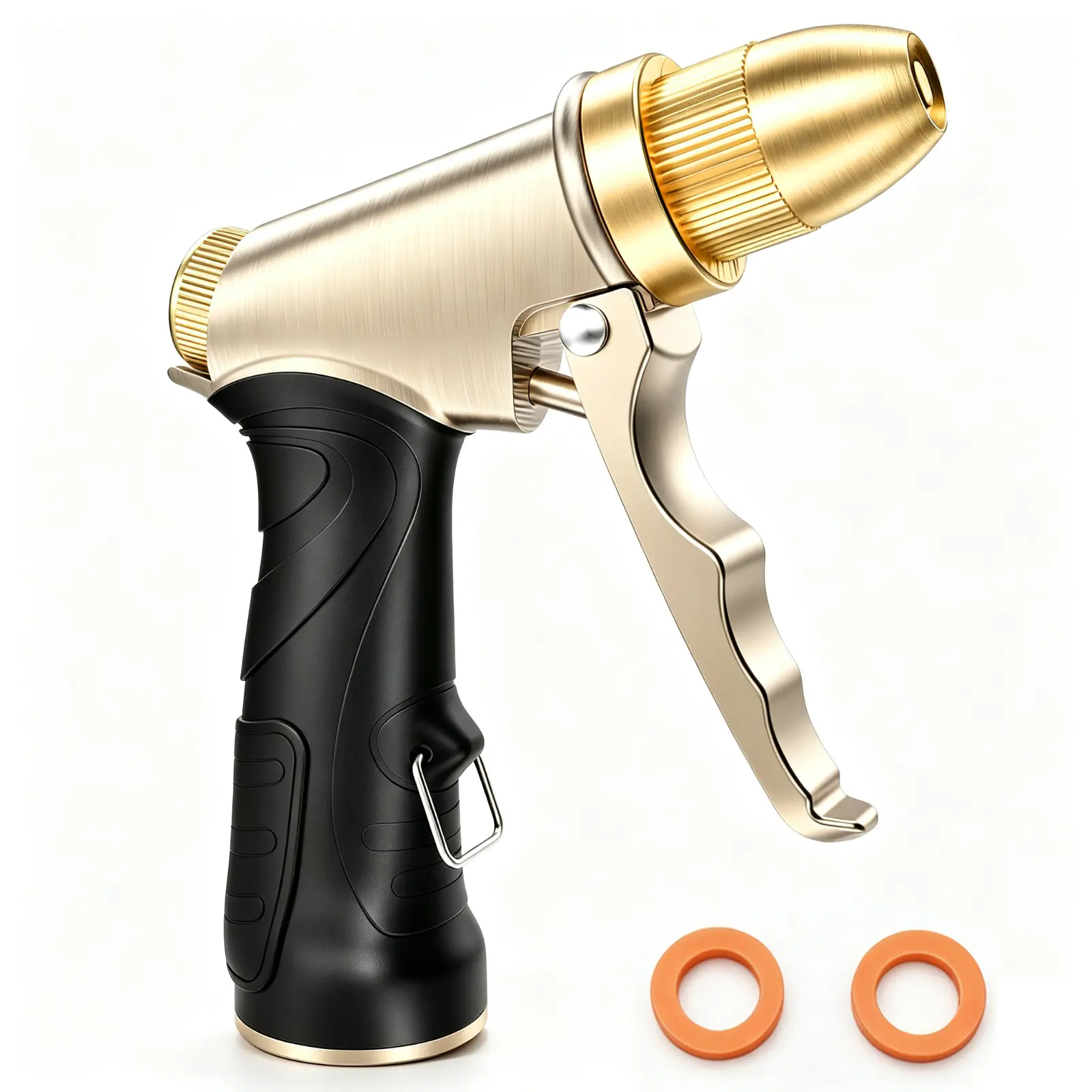 Qxiaozhan Heavy Duty Zinc Alloy Garden Hose Nozzle - Metal Adjustable Jets Sprayer, 80 PSI High Pressure, 3/4" Thread, Cold-Proof Handle, Easy Installation, Manufacturer Warranty, for Outdoor Activities, Lawn Care, Cleaning Cars