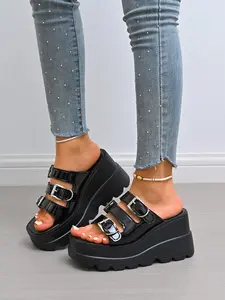 Summer New Women's Thick Sole Wedge Sandals, Open Toe Heel Lift Slimming Platform Shoes, Outdoor Anti-Slip Breathable Casual Shoes, Daily Commute Comfortable