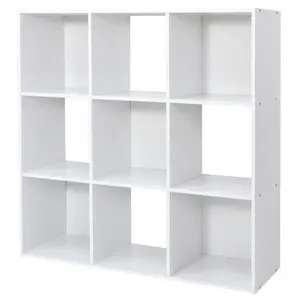 ZENSTYLE 9 Cube Storage Organizer Wooden Bookshelf Display W/5 Removable Back Panel White