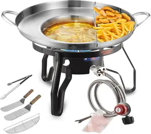 ARC 23" Concave Comal Set and 55000BTU Burner Camping Stove,Outdoor Gas Stove Burner Cooker for Cooking,Comal Cazo Fryer Cookware