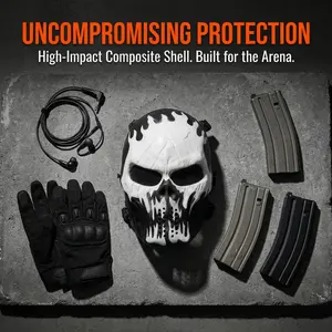 Tactical Full Face Skull Mask, Camouflage Design CS Combat Riding Gear, Army Outdoor Protective Mask, Men’s Skull Warrior Costume Cosplay Accessory, Unique Gift for Boyfriend, Halloween Christmas Party Horror Mixed Vibrant flying balloon with dream mask