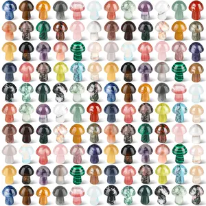 120pcs handcrafted crystal mushroom sculptures - polished gemstone quartz decor for meditation, witchcraft, garden & home, assorted colors and textures, mushroom decor