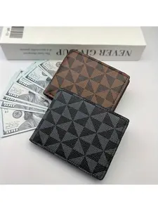 Men's Fashion Wallet with Geometric Pattern, Multi-Card Slots Business Card Holder, Durable Casual Design for Daily Use, Card Organizer