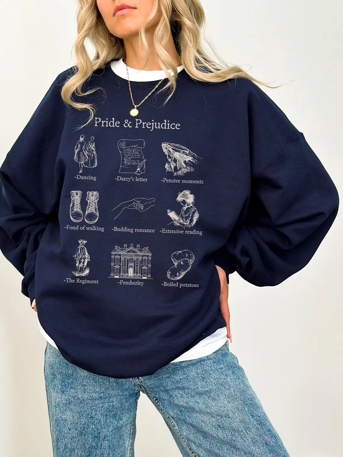 Pride & Prejudice Icon Chart Sweatshirt, Jane Austen Literary Tee, Pemberley Romance Sweatshirt, Jane Austen Book Fandom Subtle Merch