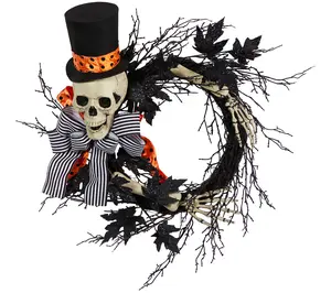 Nearly Natural 26" Halloween Dapper Skeleton Wreath