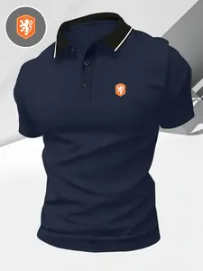 Men Women Summer Fashion Casual Outdoor Sports Short Sleeve Fitted Polo Shirt, Quick-Dry Breathable Easy Wash, Geometric Argentina Football Team Logo Print