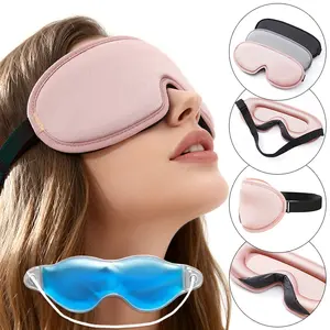 2pcs 3D Eye Mask Set, High-End Gel Sleep Mask, Ice Eye Mask, Airplane Travel Eyemask, Portable Eye Mask, Adjustable Strap, Sleeping Mask Strap, Unisex, Office Nap, Homesleep