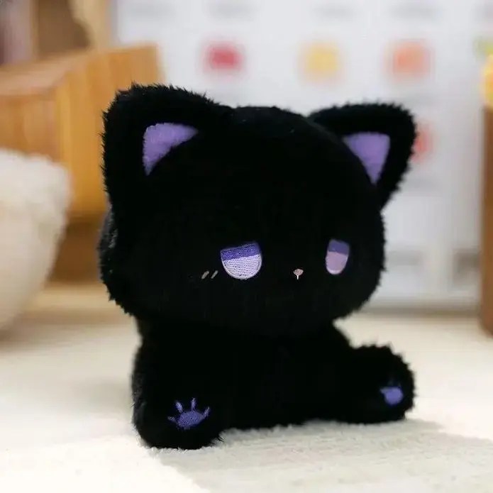 Cutecore Whimsical Plush Stuffed Animal, 16cm Dazed Emo Kitten with Arcade Look, Collectible Compact Hugger for Teens, Desk Decor & Travel Buddy, Stuffed Animals, Mini Size