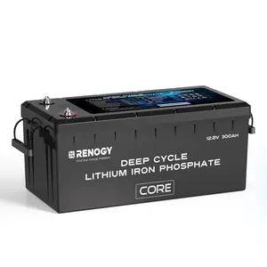 Renogy 12V 300Ah Self heating Lithium LiFePO4 Deep Cycle Battery, 5000+Deep Cycles, 200A BMS,Backup Power for Trolling motor, Cabin,Marine, Off-Grid Home Energy Storage-Core Series