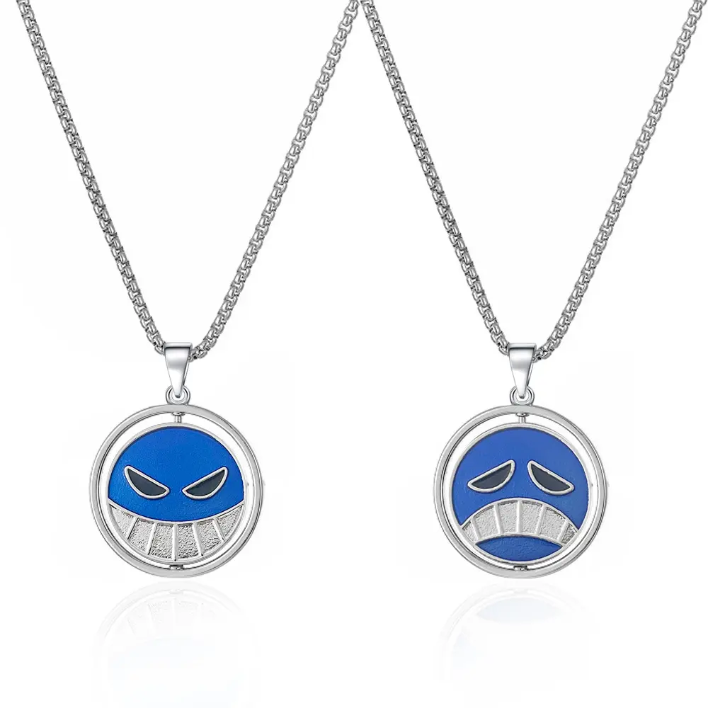 Ace, cosplay necklace, crying face, smiling face, rotatable necklace, trendy and versatile pendant, men's and women's anime gift Minimalist Chain