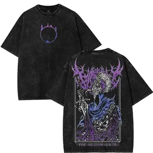 Dark Souls Artorias Abysswalker Washed 2 sided printed Oversize Unisex Cotton Crewneck tee game merch retro black graphic design Art Tops graphic tshirts, Suitable for Daily Wear