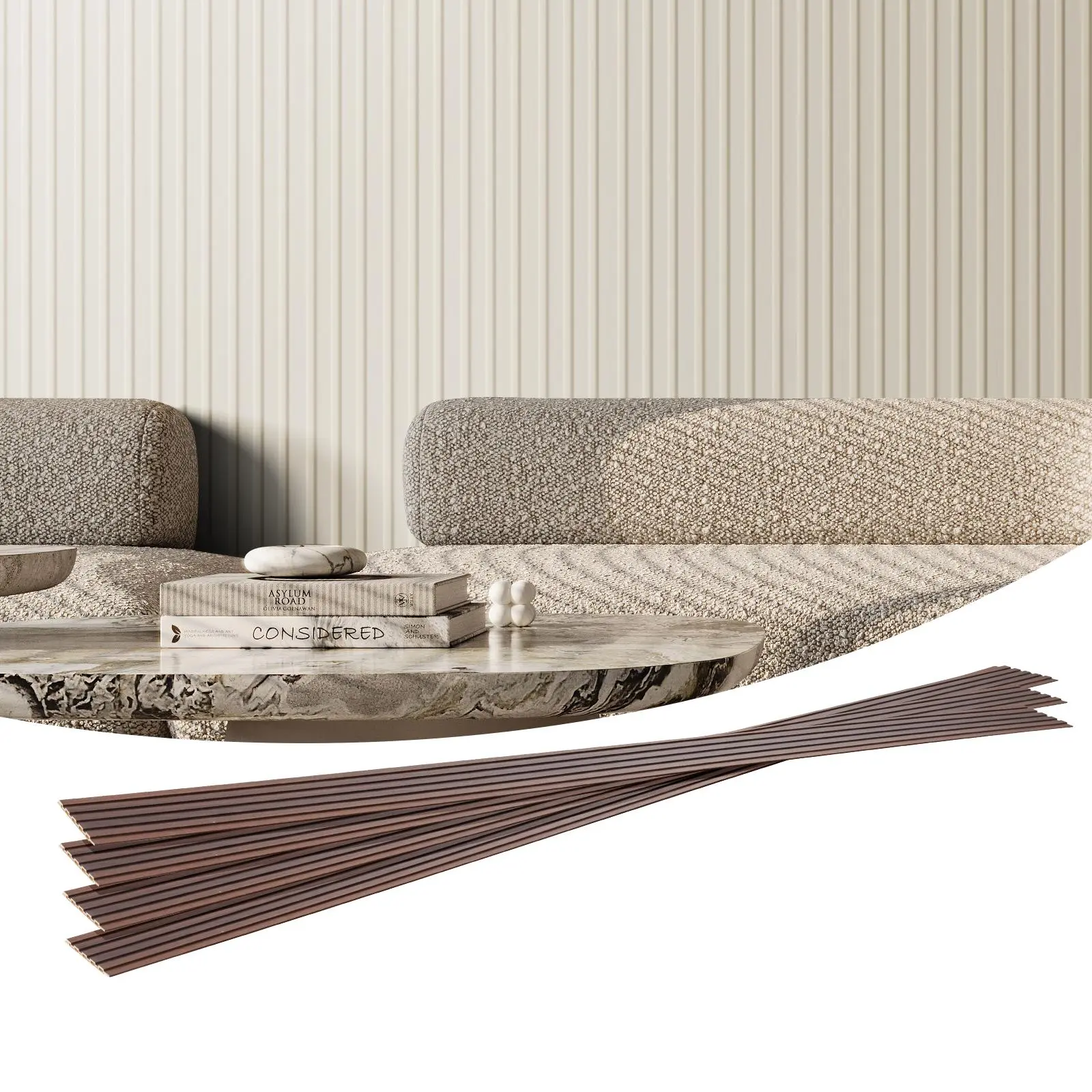 【Summerfinds】VEVOR Wood Slat Acoustic Panels 8 PCS 96 x 6 inchWPC Accent Wooden Wall Panels for Modern Interior WallFaux Wood Wall Board Panels for Stylish Decor and Noise ReductionMatte White