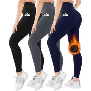 Women’s fleece-lined high-waisted winter leggings with pockets — thermal hiking, yoga, workout, running, athletic warm pants