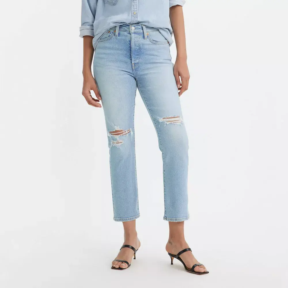 Levi's Women's High Rise Straight Leg Crop Jeans Snug Through Hip And Thigh