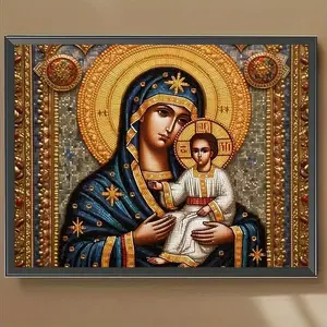 Mother and Child Pattern DIY Diamond Arts Colorful Painting Kit without Frame, 5D Diamond Decor Painting by Numbers Kit, DIY Wall Art Decor