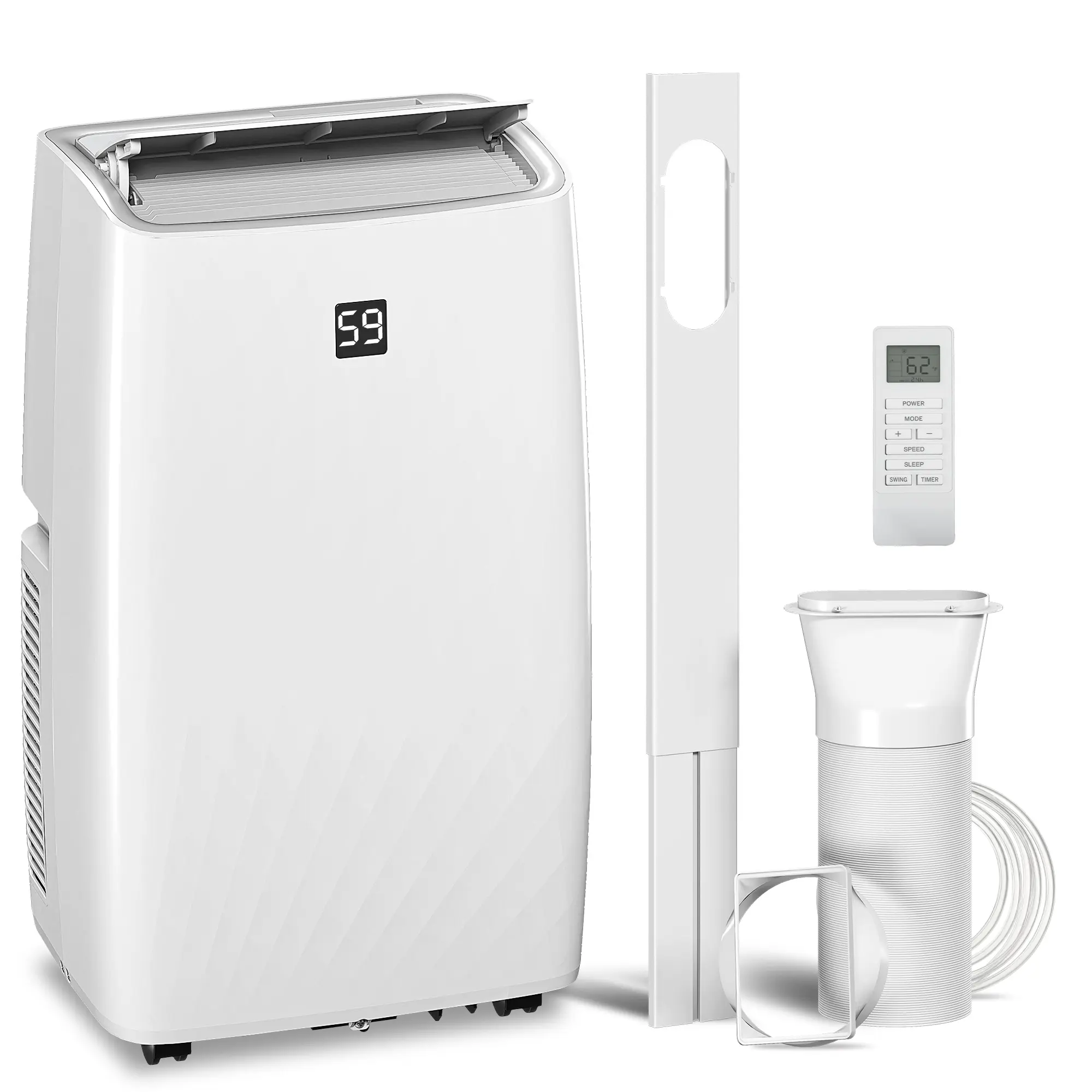 HOMCOM Portable Air Conditioner, 3-in-1 14000 BTU AC Unit with Cool, Dehumidifier, Fan, for Room up to 700 Sq. ft, 24H Timer On Off, 3 Speeds, Auto and Sleep Mode, Remote Control, Window Kit