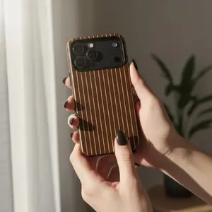 Brown Cream Striped Phone Case for ip and ss, Neutral Aesthetic Stripes Design, Minimal Chic Phone Cover, gift for him for her