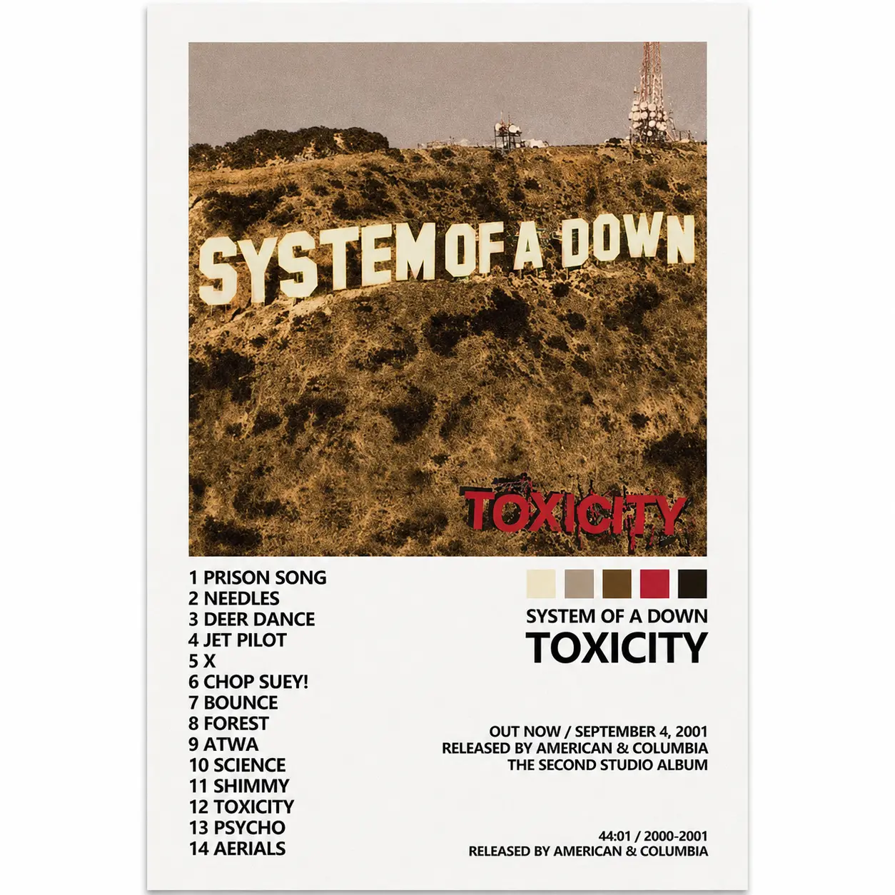 System of A Down Poster Toxicity Album Cover Poster for Bedroom Aesthetic Art Wall Decor Unframe Ornaments Decoration Unframed wall decor wall art posters Artistic Photo