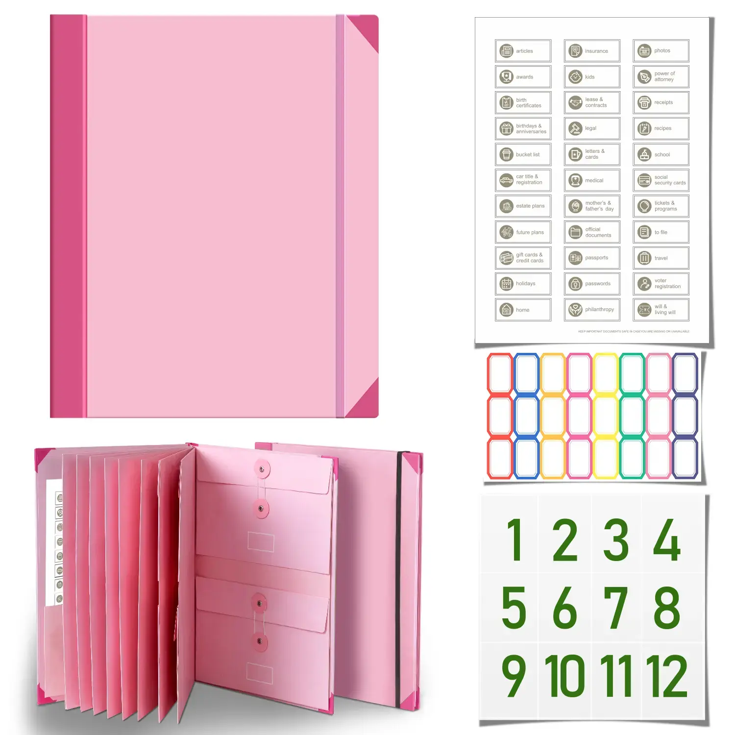 The Folio Document Organizer | Life Binder for Important Documents, Passport, Birth Certificate,Binder with Guided Labels, Acid-Free File Folder Organizer with 10 Pockets, Document Holder for Home Records, Legal and Medical Papers