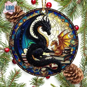 Fourth Wing Dragon Ceramic Ornament, Book Reader Gift, Book Lover Gift, Bookish Gift, Stained Glass Ornament, Holiday Ornament, Christmas Decor