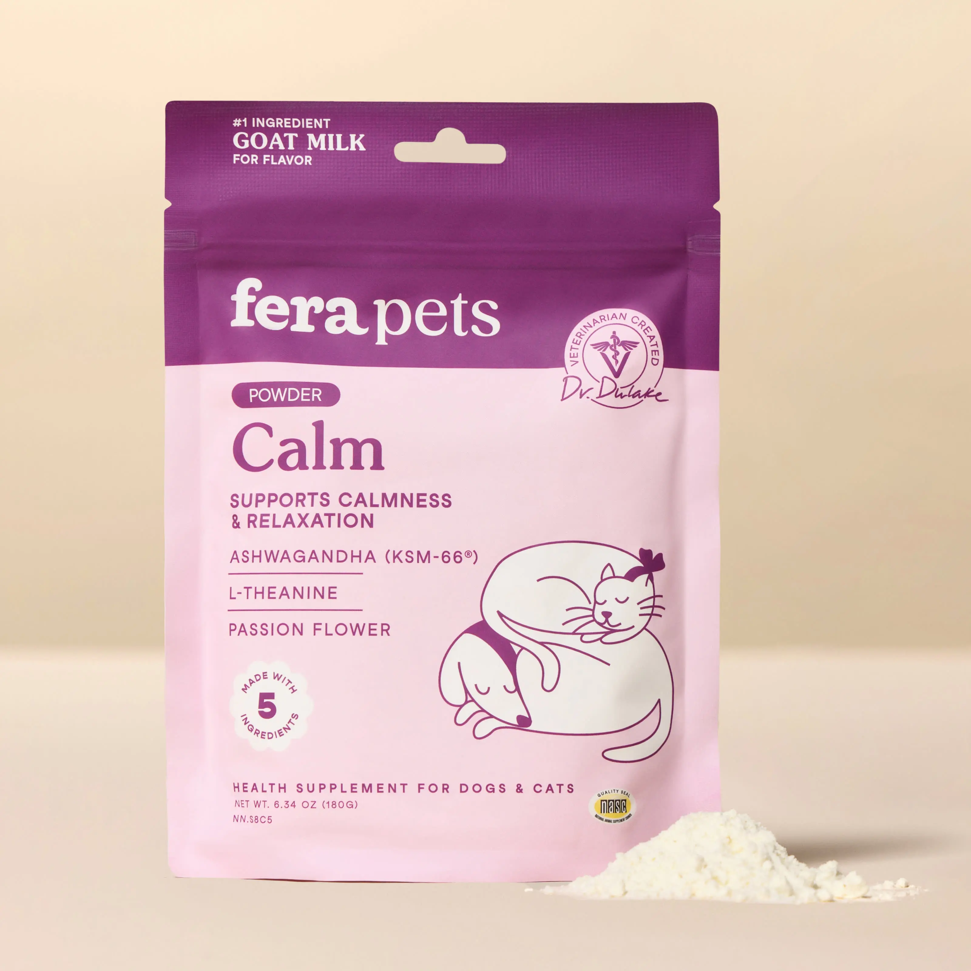 Fera Pets Calm Goat Milk for Dogs & Cats – Vet‑Formulated Calming Supplement with GABA, L‑Theanine, Ashwagandha & Passion Flower