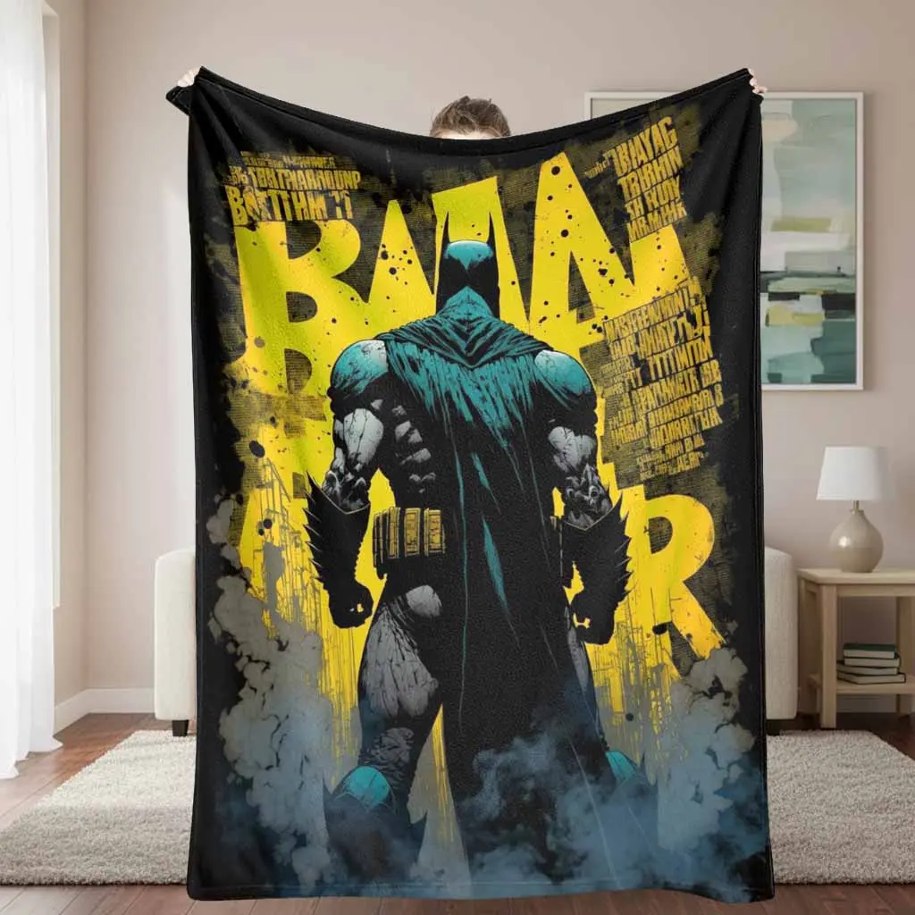DC Superheroes Cozy Flannel Throw Blanket - Iconic Dark Knight Silhouette Digital Print, Ultra-Soft, Breathable, Warm, Lightweight, Wrinkle-Resistant, Durable, Multi-Size Flannel Travel Blanket, Ideal for Office, Living Room Sofa, Digital Print Blanket