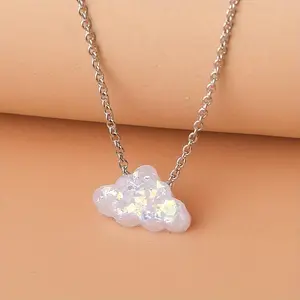 Fashion Ladies Imitation Opal Resin Cloud Necklace Jewelry Girls Colorful Cloud Pendant Accessories Gift Gifts For Relatives And Friends