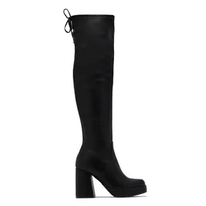 Ayanna Over The Knee Block Heel Boots - Black