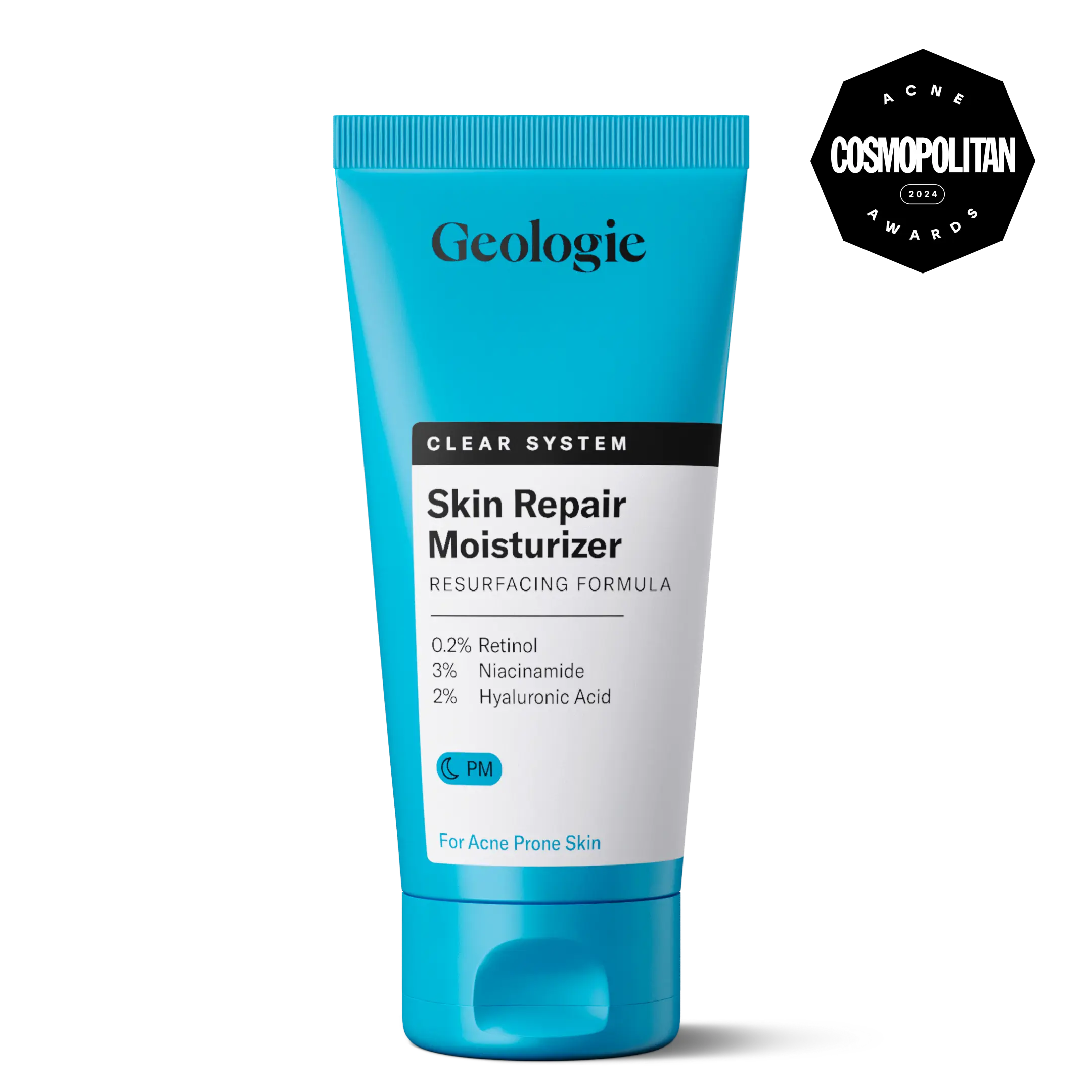 Geologie Skin Repair Moisturizing Face Cream | Clear System Retinol Resurfacing Formula | For Blemish Prone Skin with Niacinamide & Hydrating Hyaluronic Acid | 60 ML